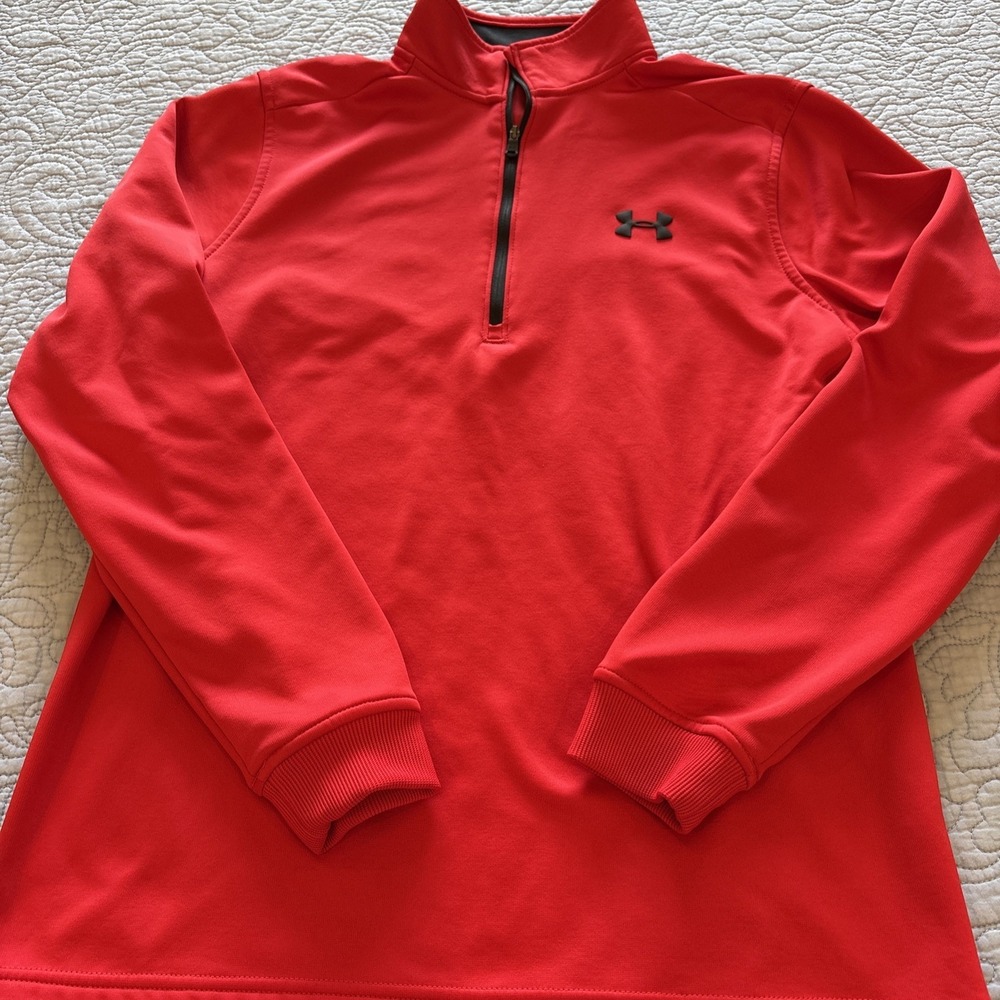 Under Armour Cold Gear Men's Medium Red 1/4 Zip Pullover Loose
